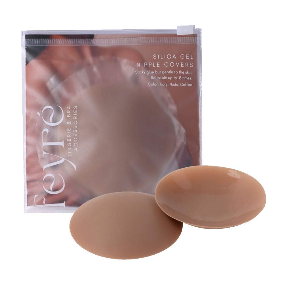 Feyre Silica Gel Adhesive Nipple Covers 7cm #Coffee