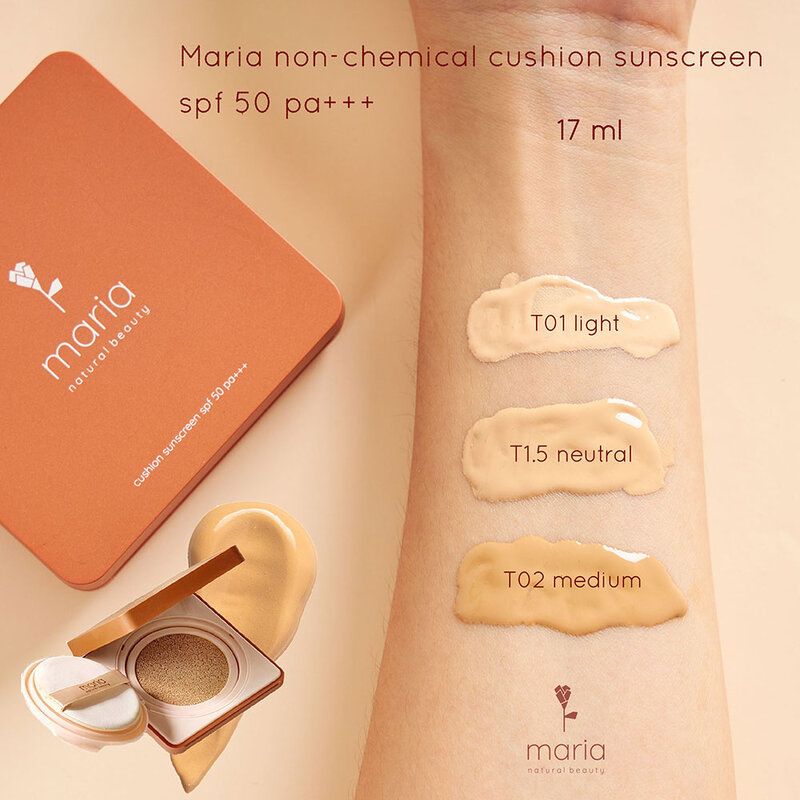 Maria Natural Beauty Non Chemical Cushion SPF50/PA+++ 17ml #T02 Medium ( สินค้าหมดอายุ : 2025.12.04 ) 