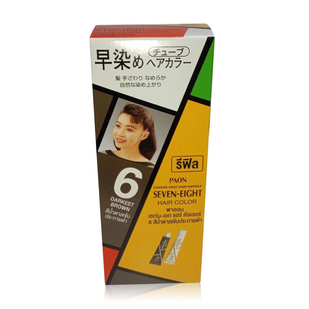PAON Seven-Eight Refill Permanent Hair Color 80g #B6 Darke ( สินค้าหมดอายุ : 2025.09.01 ) 