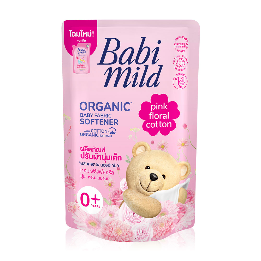 Babi Mild Organic Baby Fabric Softener Pink Floral Cotton 570ml