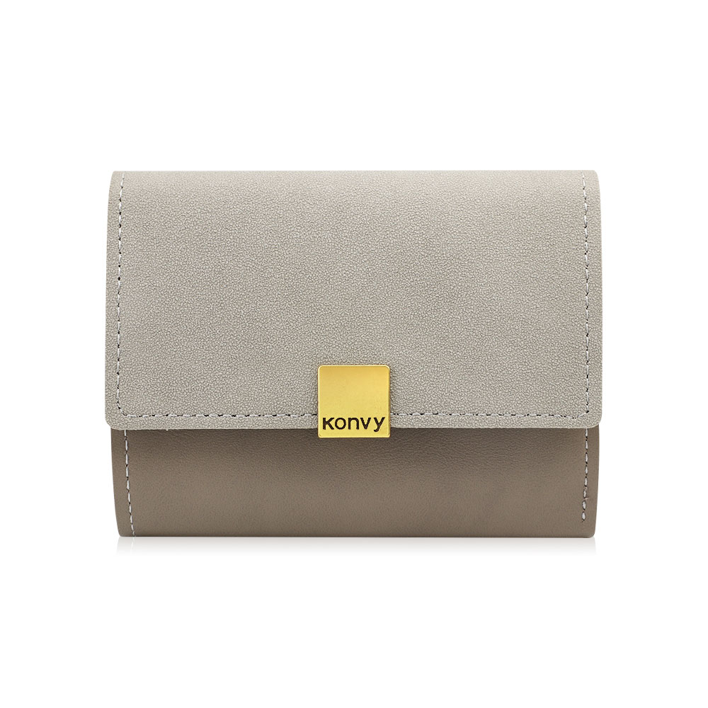 Konvy Ladies Simple Folding Wallet #Light Grey