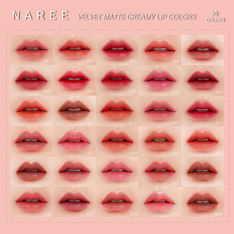 Naree Velvet Matte Creamy Lip Colors 3ml #830 Awesome ( สินค้าหมดอายุ : 2026.01.10 ) 