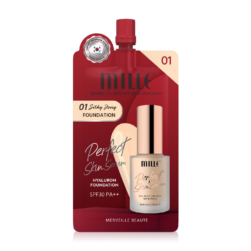 Mille Perfect Skin Serum Hyaluron Foundation SPF30 PA++ 6g #01 Silky Ivory ( สินค้าหมดอายุ : 2026.02.05 ) 