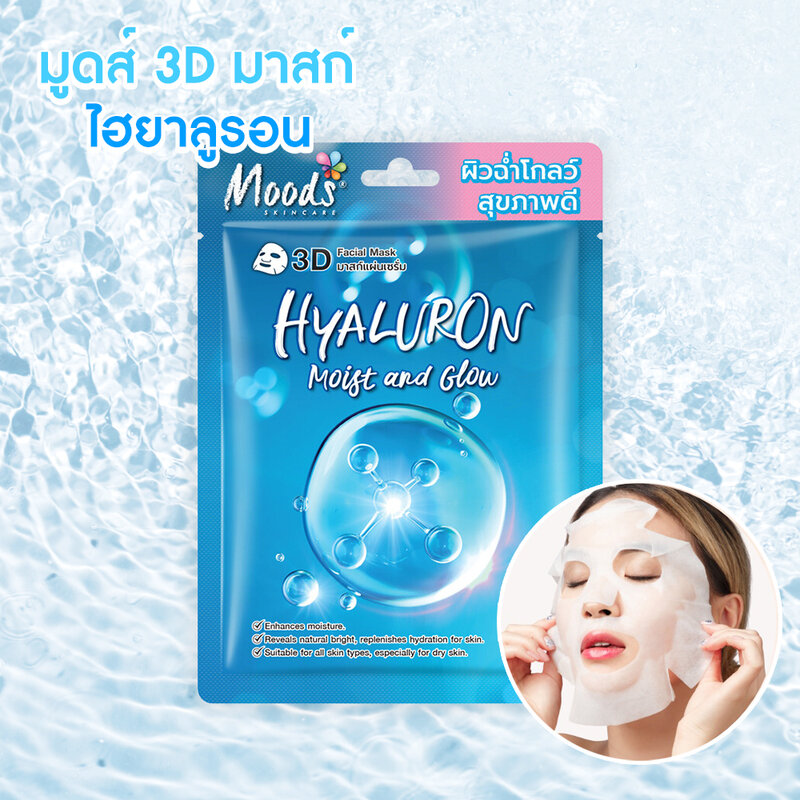 Moods Skin Care Hyaluron Moist And Glow 3D Facial Mask 38ml