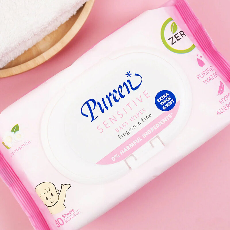 Pureen Wet Wipe Sensitive [80 Sheets x 4pcs]