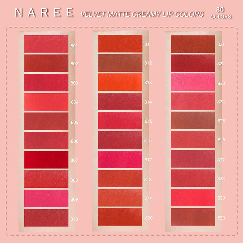 Naree Velvet Matte Creamy Lip Colors 3ml #803 Fine ( สินค้าหมดอายุ : 2026.01.10 ) 