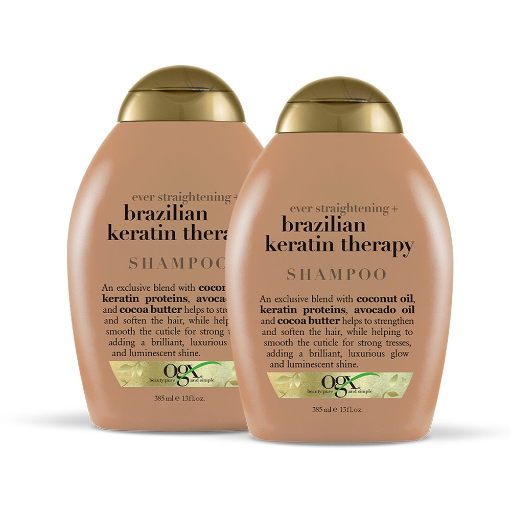 OGX Ever Straightening Brazilan Keratin Shampoo [385ml x 2pcs]