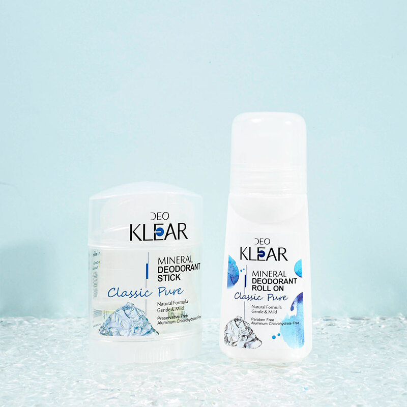 DEOKLEAR Set 2 Item Classic Pure Mineral Deodorant Stick 70g + Roll On Classic Pure 65ml