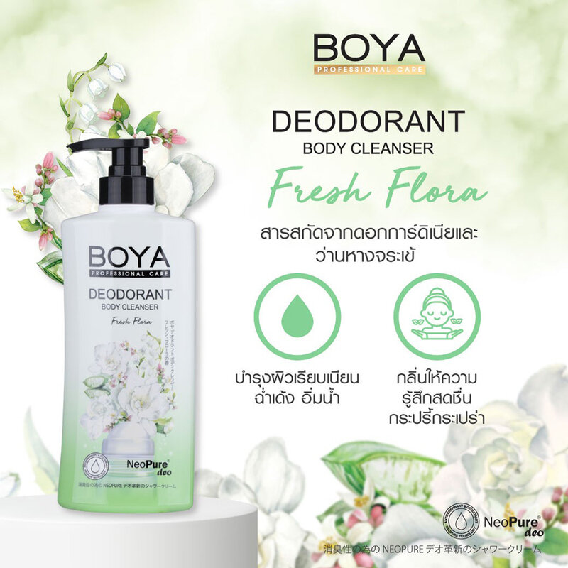 [ซื้อ 1 แถม 1] Boya All Deodorant Body Cleanser Fresh Flora Set [500ml+450ml]