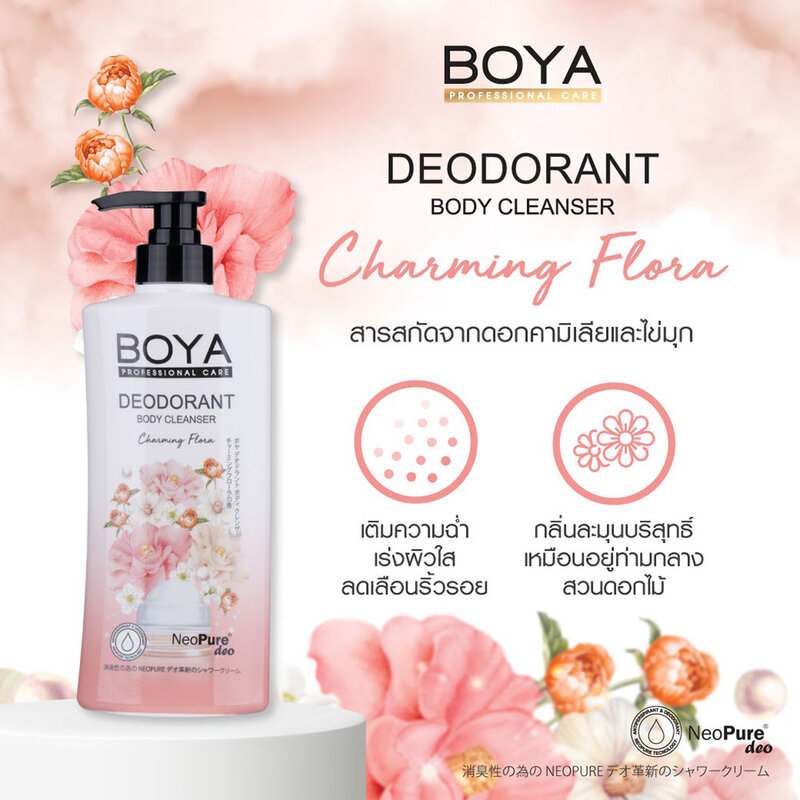 [ซื้อ 1 แถม 1] Boya All Deodorant Body Cleanser Charming Flora Set [500ml+450ml]