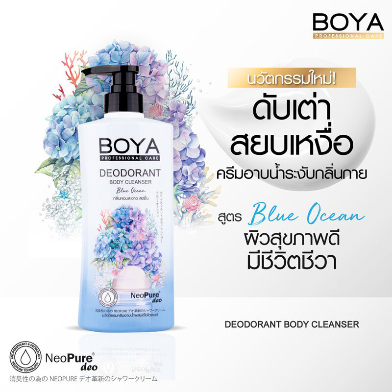 [ซื้อ 1 แถม 1] Boya All Deodorant Body Cleanser Blue Ocean Set [500ml+450ml]