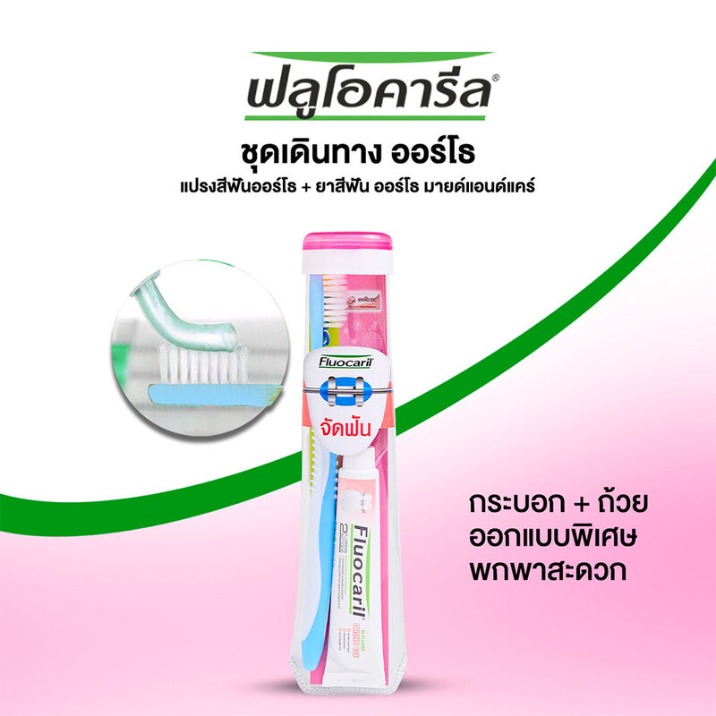 Fluocaril Orthodontics Travelling Set Toothbrush And Toothpaste [Random 1 Color]