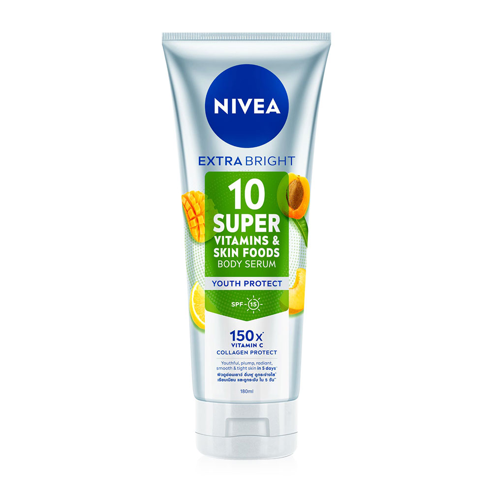 NIVEA Extra Bright 10 Super Vitamins & Skin Foods Body Serum Youth Protect 180ml