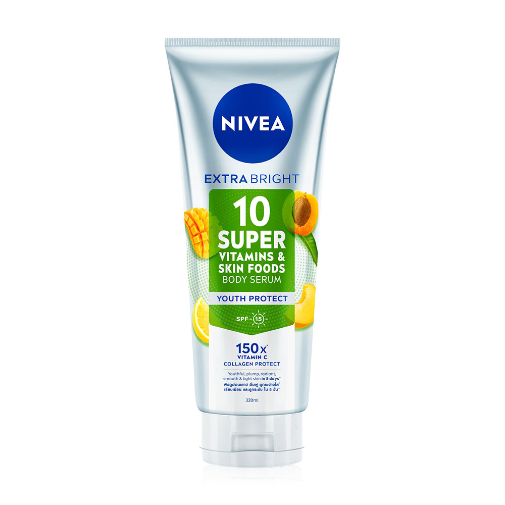 NIVEA Extra Bright 10 Super Vitamins & Skin Foods Body Serum Youth Protect 320ml