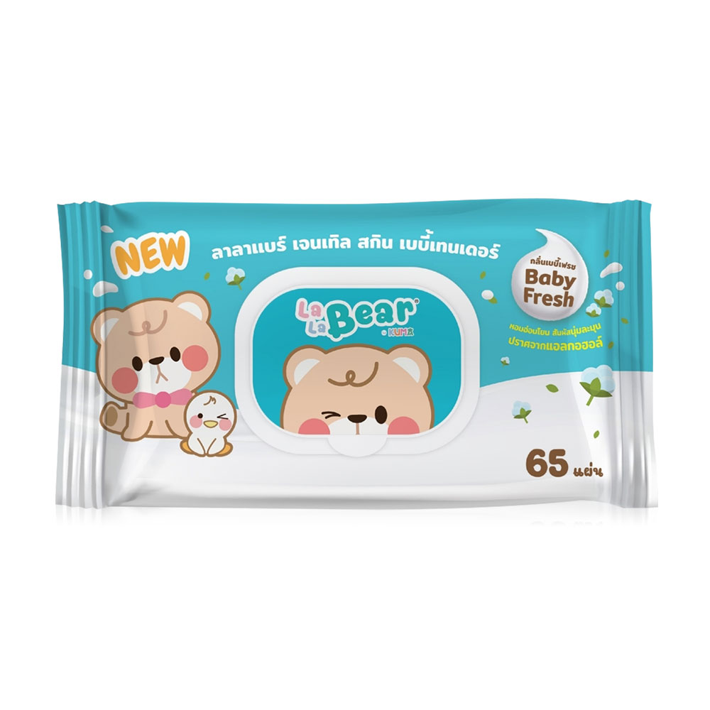 KUMA Lala Bear Gentle Skin Baby Tender Wet Wipes Baby Fresh 65 Sheets