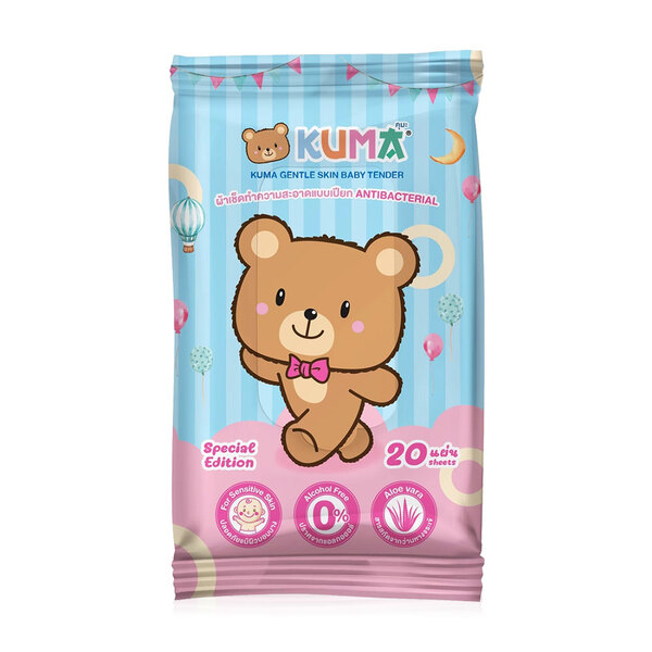 Kuma Lala KUMA Lala Bear Gentle Skin Baby Tender Wet Wipes Oatmeal 65 Sheets