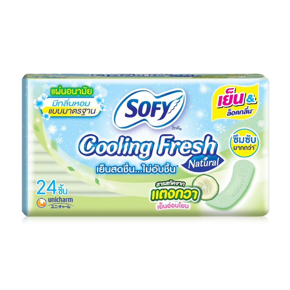 Sofy แผ่นอนามัย Cooling Fresh Natural Scented 24pcs