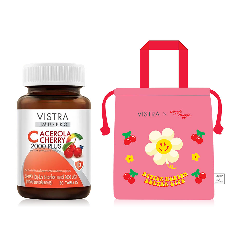 VISTRA X Wiggle Wiggle Set Limited Edition Bucket Bag Pink + Imu-Pro C Acerola Cherry 2000 Plus 30 Tablets
