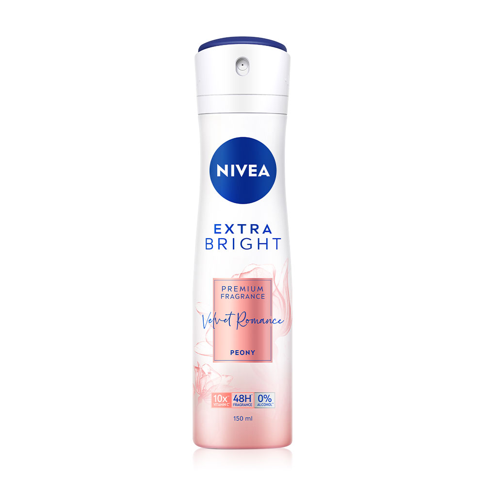 NIVEA Extra Bright Premium Fragrance Velvet Romance Peony Spray 150ml