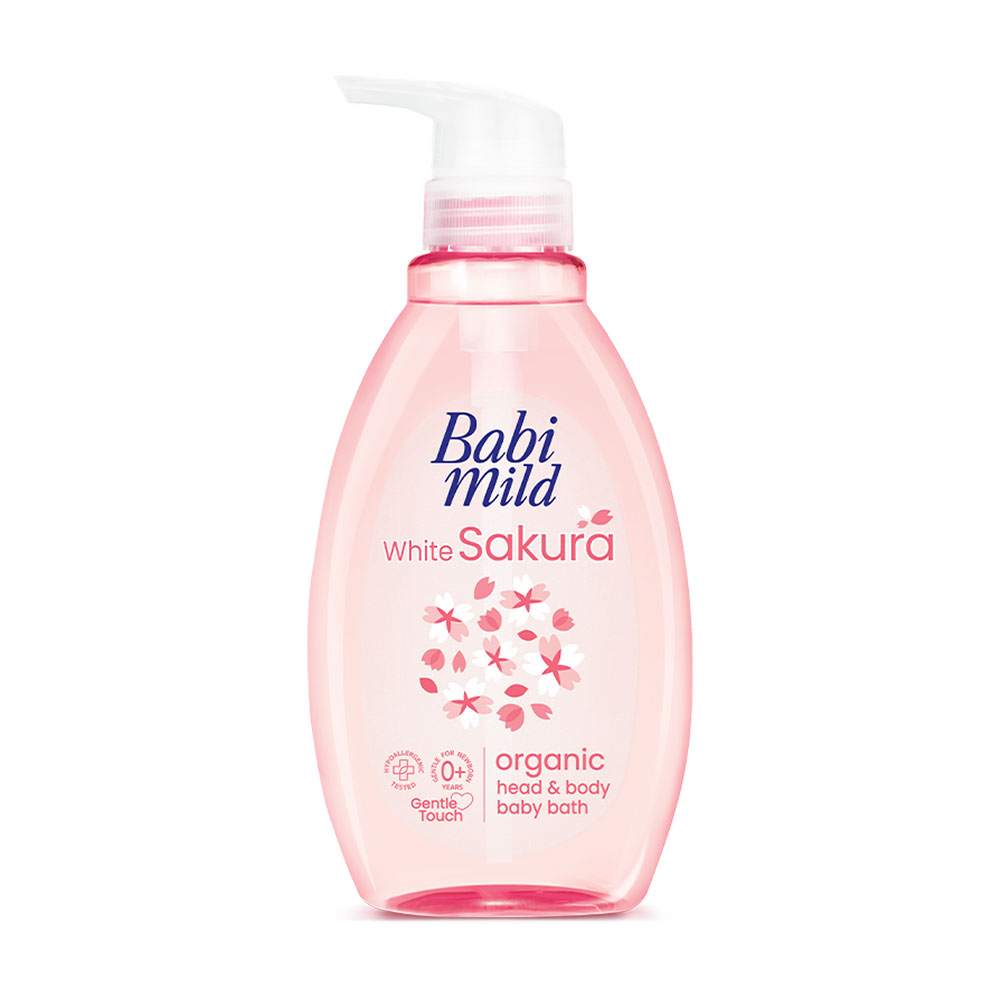 Babi Mild White Sakura Organic Head & Body Baby Bath 380ml