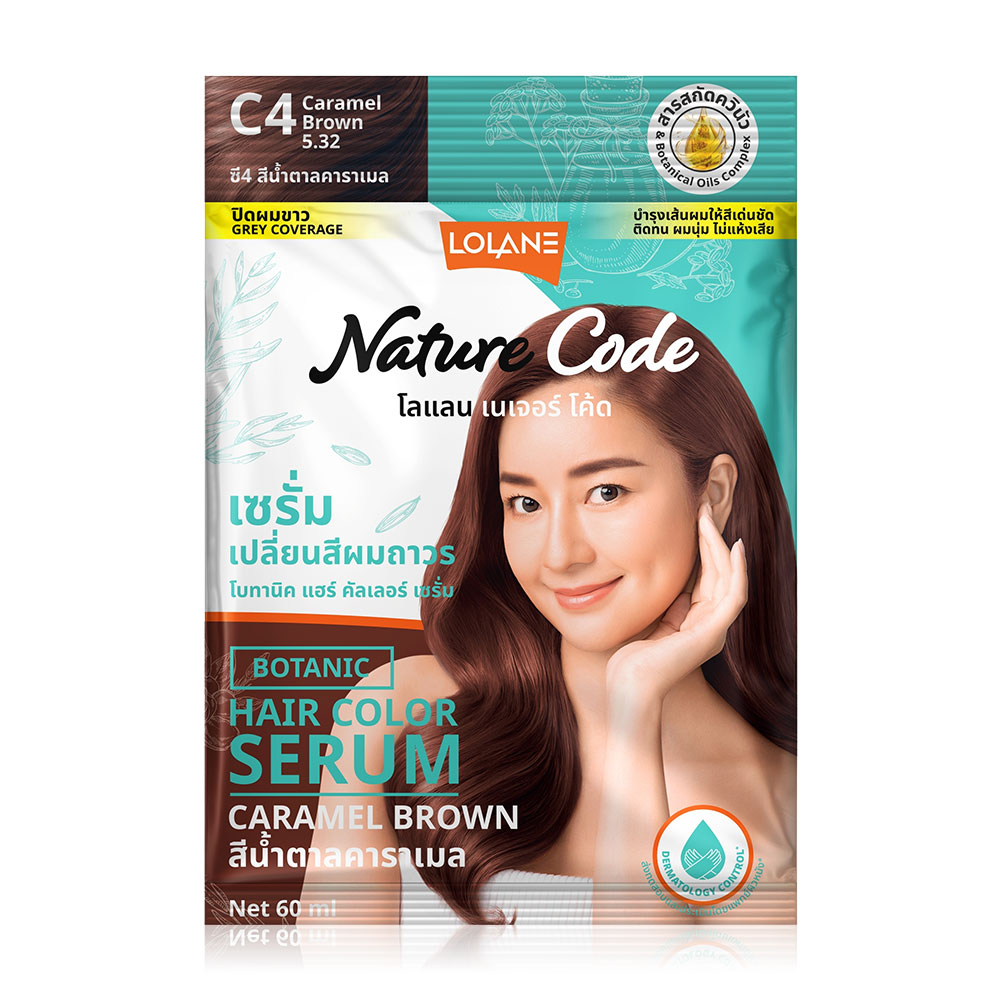 Lolane Nature Code Botanic Hair Color Serum 60g #C4 Caramel Brown