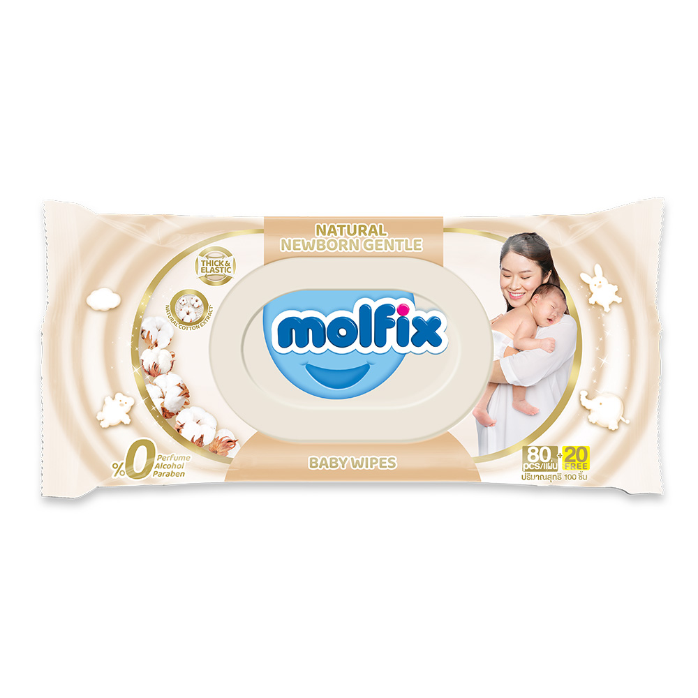 Molfix Newborn Gentle Baby Wipes 100 Sheets ( สินค้าหมดอายุ : 2026.01.24 ) 