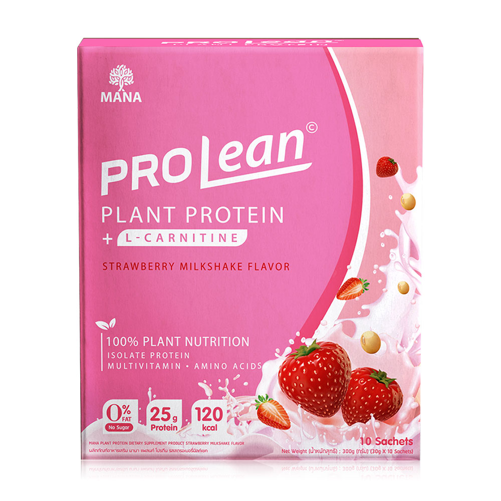 MANA ProLean Plant Protein 10 Sachets #Strawberry Milkshake Flavor ( สินค้าหมดอายุ : 2026.03.14 ) 