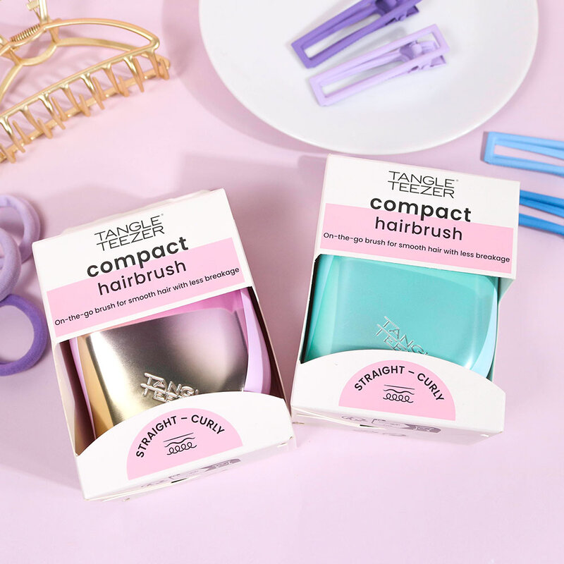 Tangle Teezer Compact Styler Detangling Hairbrush #Teal Matte Chrome