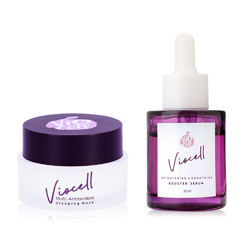 Viocell Set 2 Items Brightening & Smoothing Booster Serum 30ml + Multi-Antioxidant Sleeping Mask 30g