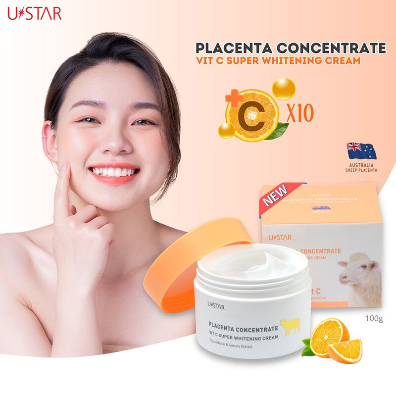 U-Star Placenta Concentrate Vit C Super Whitening Cream 100g ( สินค้าหมดอายุ : 2026.05.01 ) 