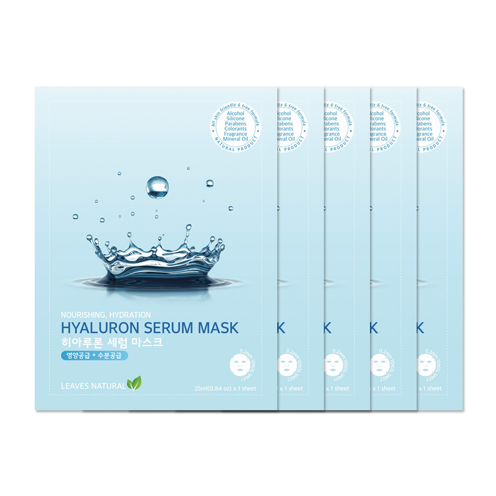 Leaves Natural Hyaluron Serum Mask [25ml x 5pcs]