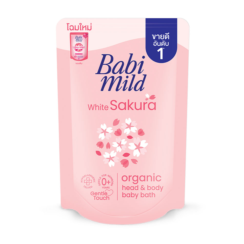Babi Mild Ultra Mild White Sakura Head & Body Baby Bath Refill 350ml