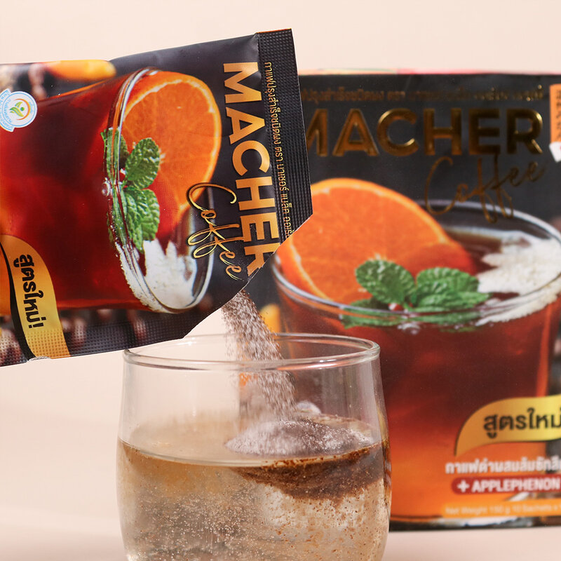 Macher Black Orange Coffee [15g x 10 Sachets] ( สินค้าหมดอายุ : 2026.01.05 ) 