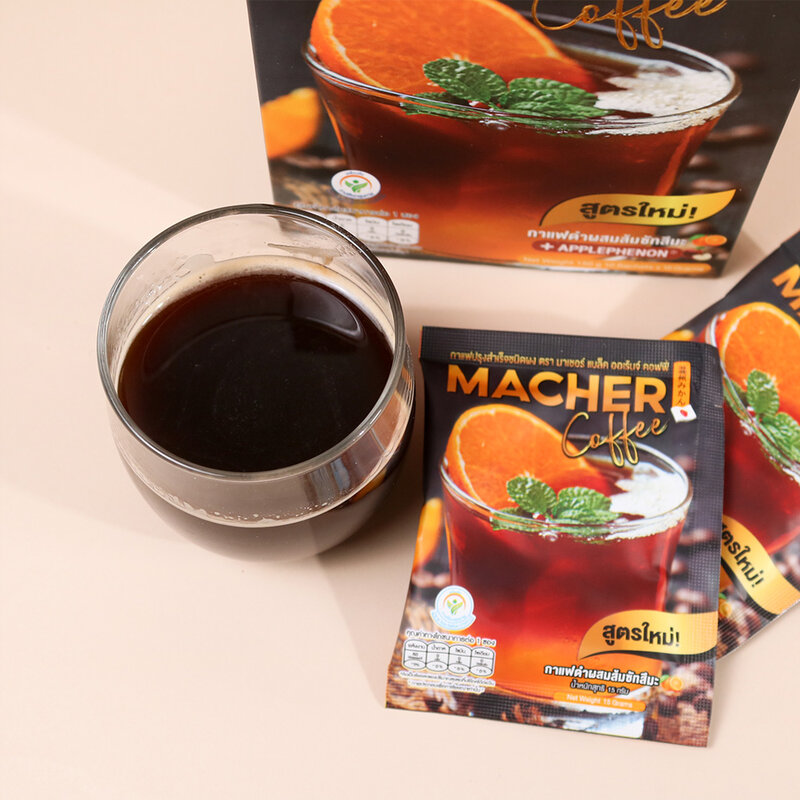 Macher Black Orange Coffee [15g x 10 Sachets] ( สินค้าหมดอายุ : 2026.01.05 ) 