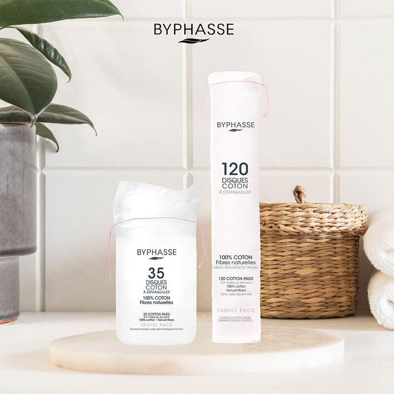BYPHASSE Cotton Pads For Make-Up Removal 120 Pads