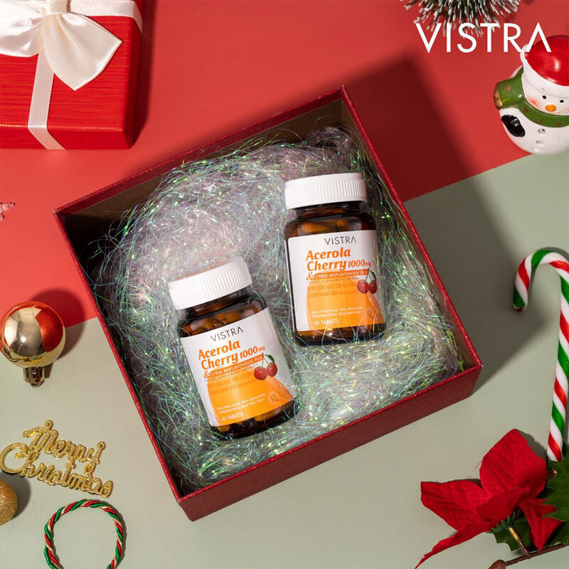 VISTRA Exclusive Set 2 Items Acerola Cherry 45 Tablets + Imuforte 30 Capsules ( สินค้าหมดอายุ : 2025.07.27 ) 