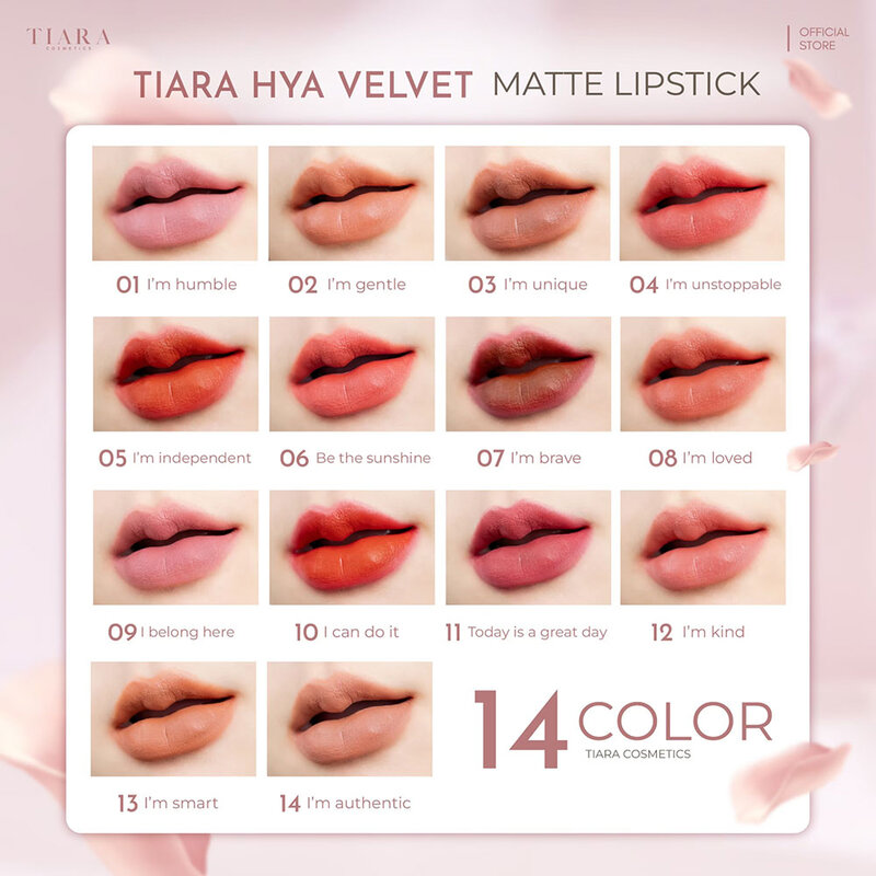 TIARA COSMETICS Hya Velvet Matte Lipstick 3g #13 I’m Smart ( สินค้าหมดอายุ : 2026.02.23 ) 