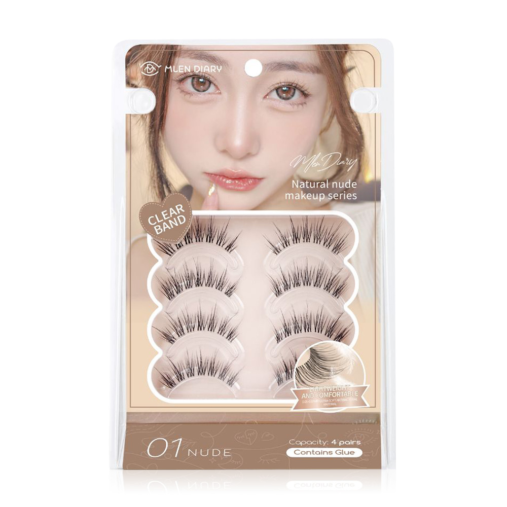 MLEN DIARY Strips Lashes Naked Makeup Series Eyelashes 4 Pairs #01 Nude