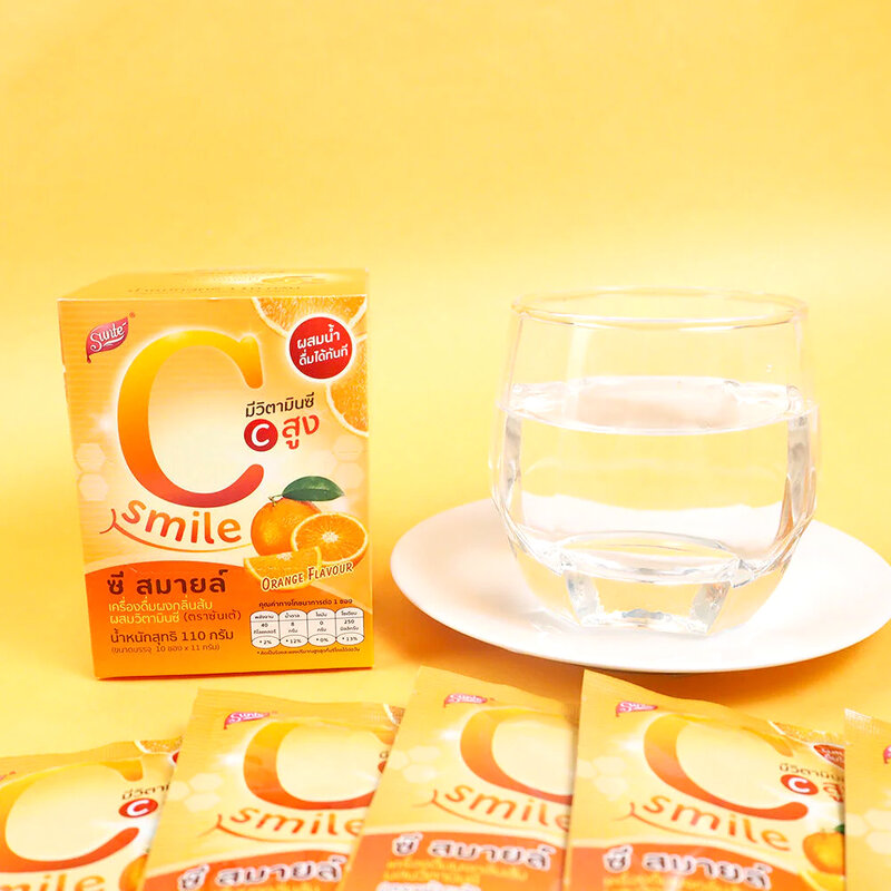 Sunte C Smile Orange Flavour Powder Beverage with Vitamin C Powder [11g x 10 Sachets]