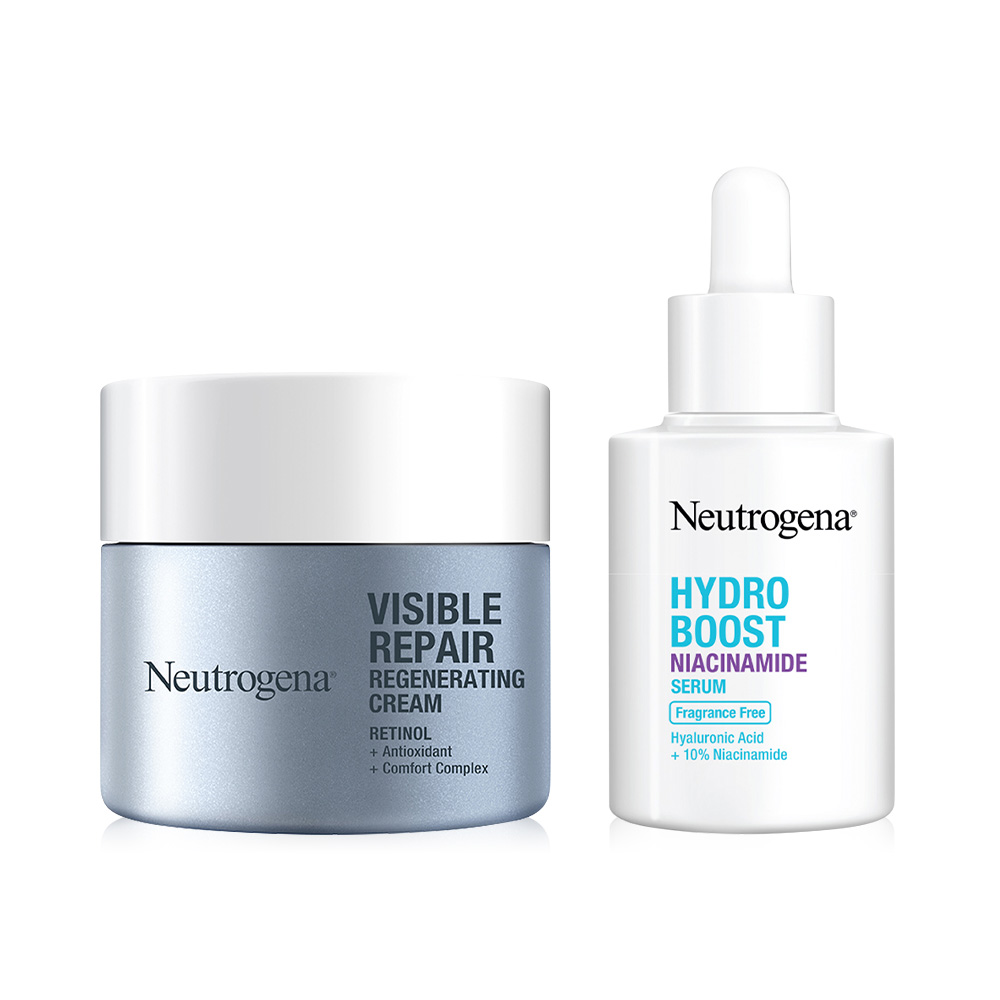 Neutrogena Duo Set 2 Item Neutrogena Visible Repair Regenerating Cream 50g +Neutrogena Hydro Boost Niacinamide Serum 30ml