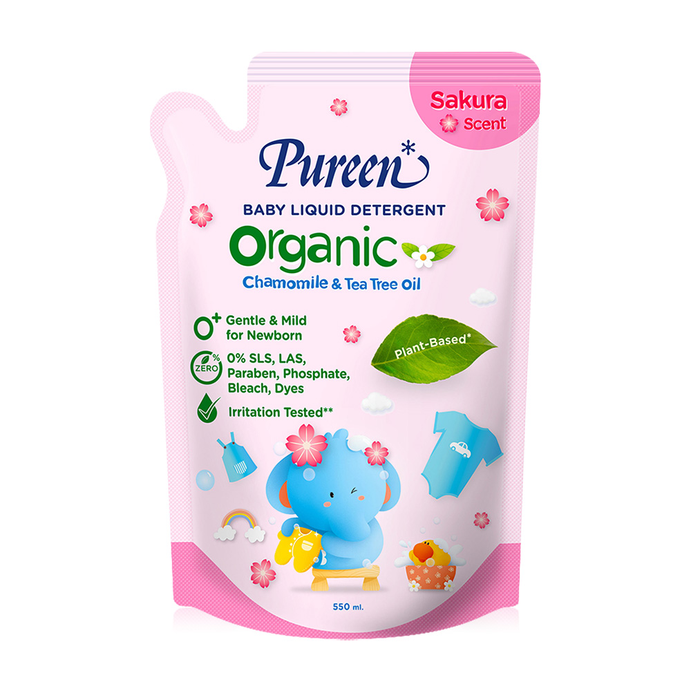 Pureen Organic Baby Liquid Detergent Refill 550ml #Sakura
