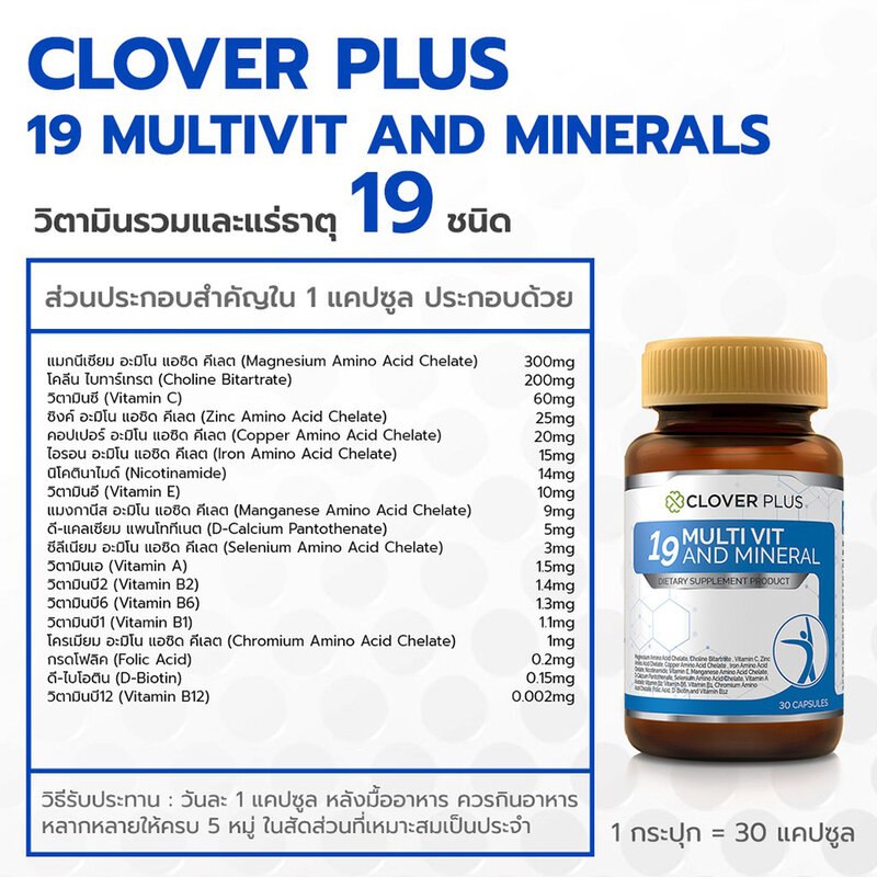 Clover Plus 19 Multivit and Mineral 30 Capsules