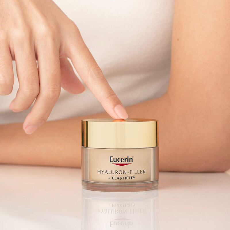 Eucerin Hyaluron-Filler + Elasticity Night Cream 50ml ( สินค้าหมดอายุ : 2025.10.17 ) 
