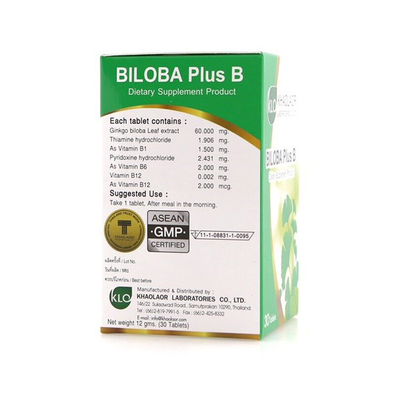 Khaolaor Biloba Plus B 30 Tablets