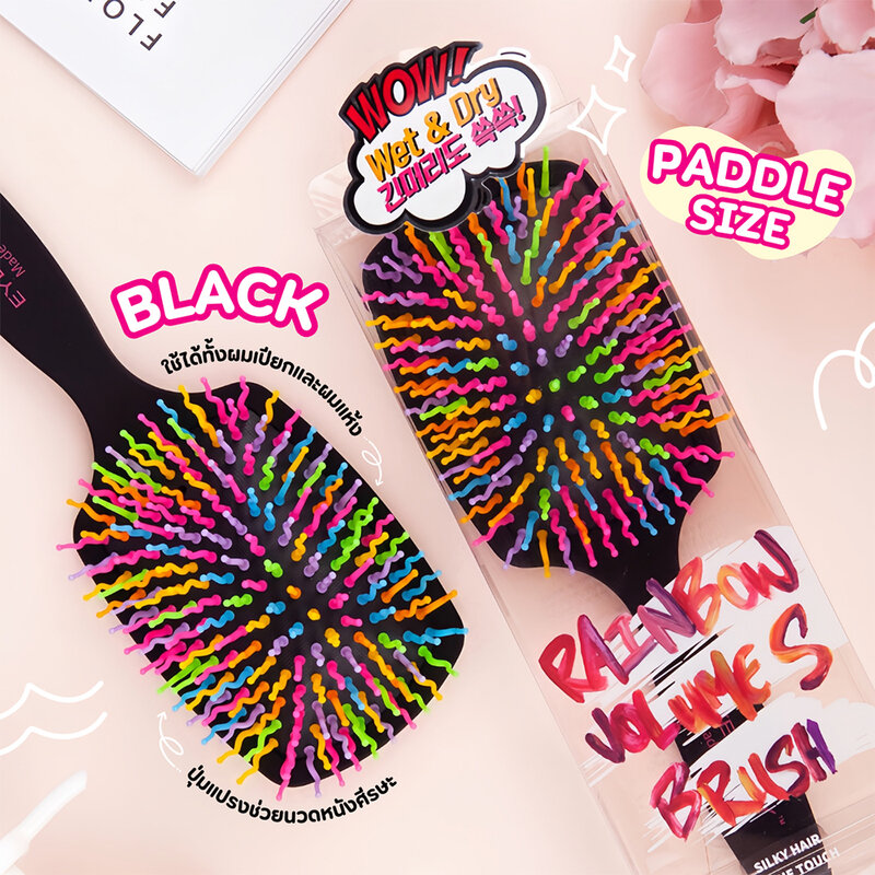 Eyecandy Rainbow Volume S Paddle Brush #Black