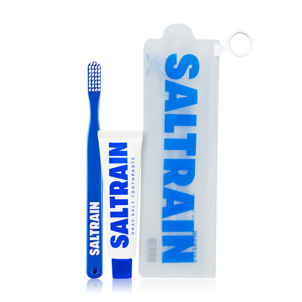 Saltrain Travel Kit Set 2 Items Toothpaste 30g + Toothbrush [1pc] #Blue