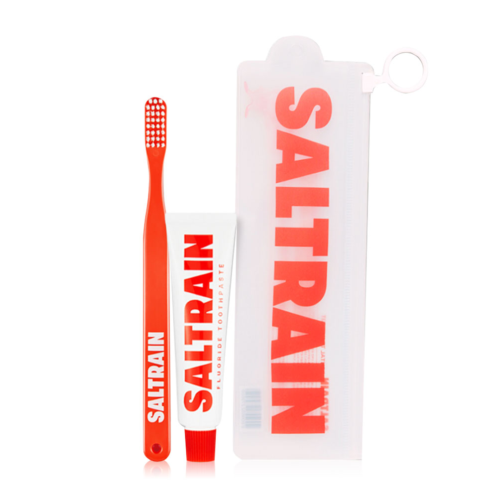 Saltrain Travel Kit Set 2 Items Toothpaste 30g + Toothbrush [1pc] #Red ( สินค้าหมดอายุ : 2026.05.03 ) 