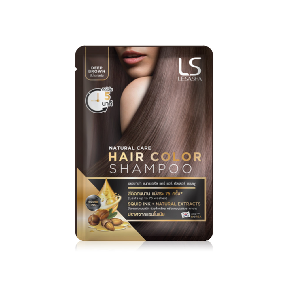 Lesasha Natural Care Hair Color Shampoo 30ml #Deep Brown