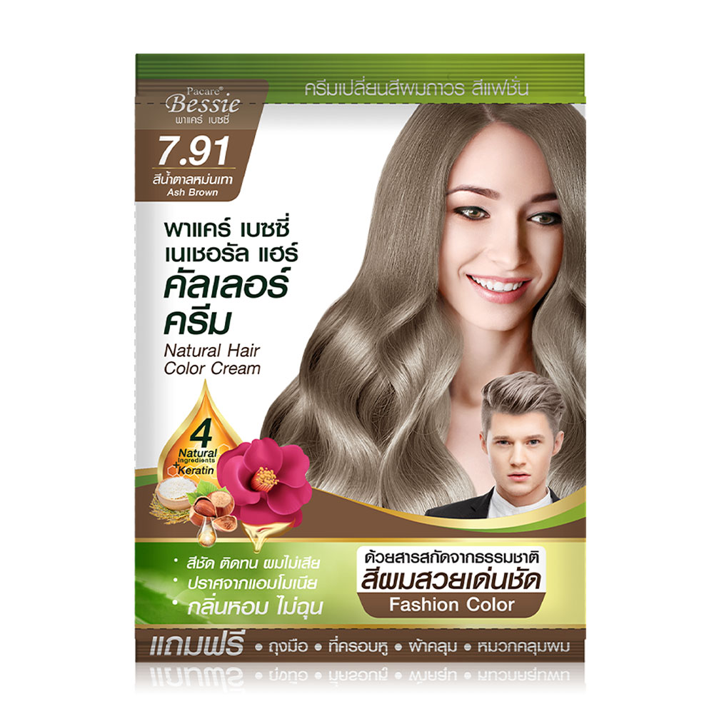 Pacare Bessie Natural Hair Color Cream 30ml #Ash Brown 7.91