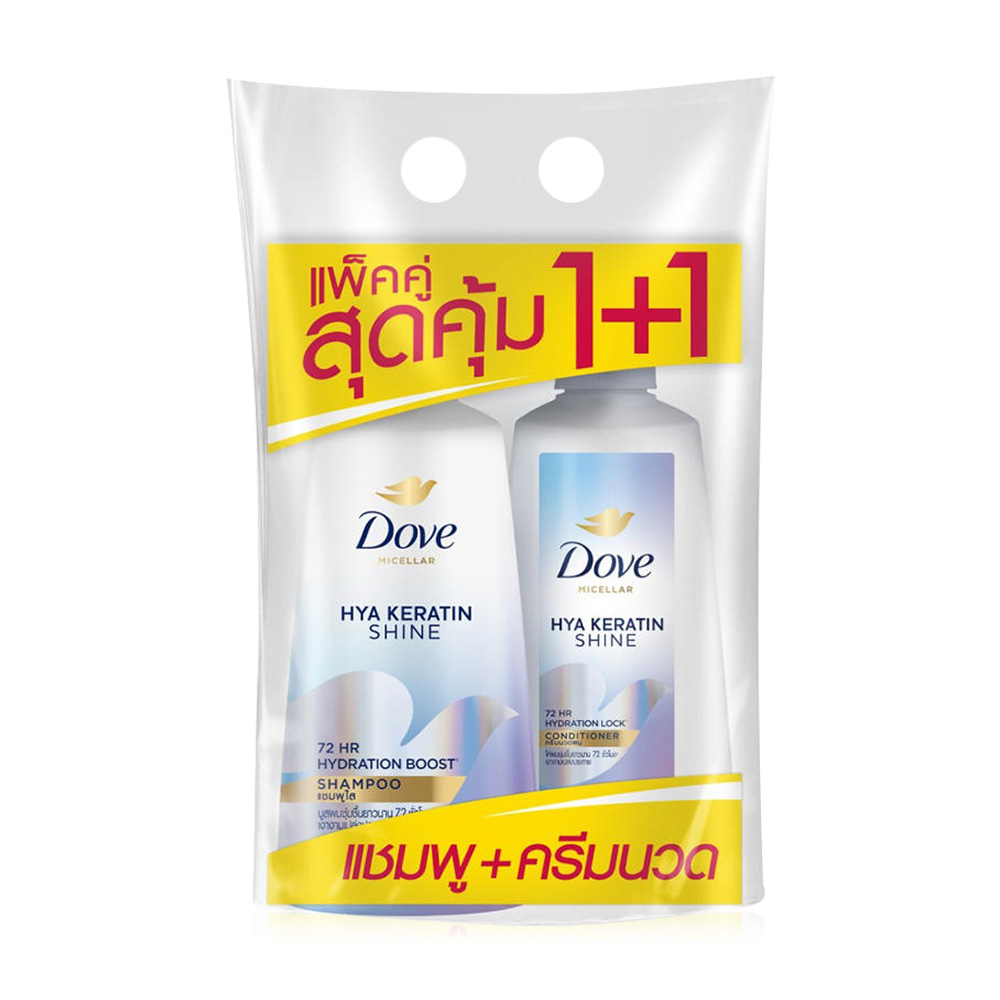 Dove Set 2 Item Hya Keratin Shine Shampoo 350ml + Conditioner 350ml